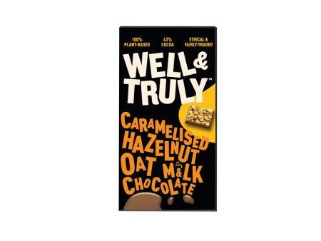 Well and Truly Oat M&lk Chocolate with Caramelised Hazelnuts Bar 90g For Cheap