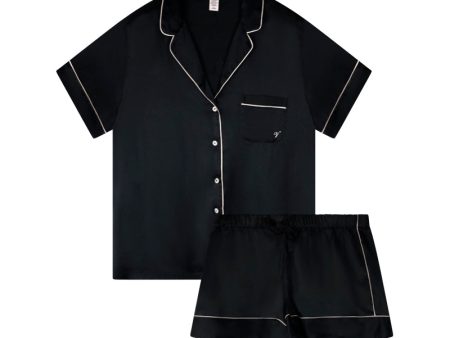 Victoria s Secret Satin Short Sleeve Pyjamas Black Cheap