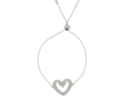 Swarovski Rhodium Plated Una Pave Heart Crystal Bracelet Hot on Sale