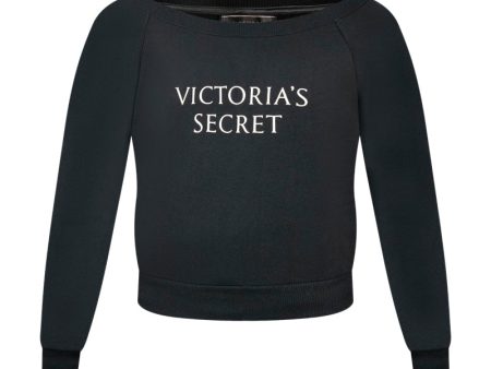 Victoria s Secret Off Shoulder Black Sweatshirt Women s Online Hot Sale