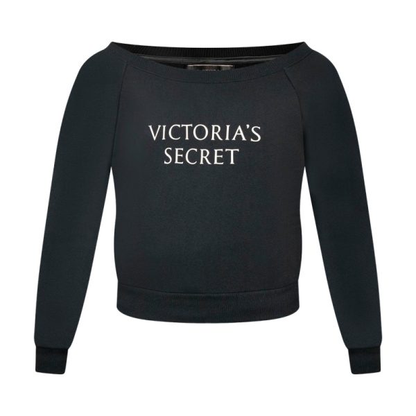 Victoria s Secret Off Shoulder Black Sweatshirt Women s Online Hot Sale