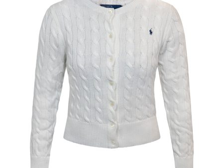 Ralph Lauren Polo Cable-Knit Cotton Cardigan White Women s Sale