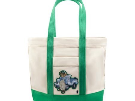 Ralph Lauren Polo Canvas Medium Polo Bear Tote Bag Green Cheap