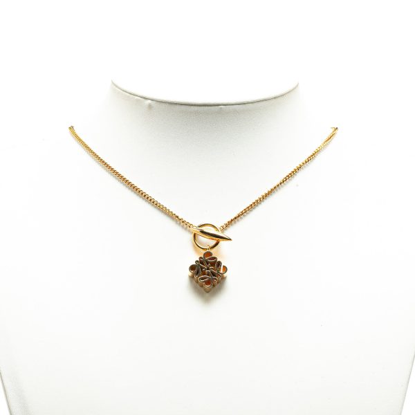 LOEWE Gold Plated Anagram Pendant Necklace Hot on Sale