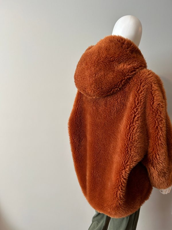 Mateo by Yves Solomon Orange Teddy Coat Oversize 32 Hot on Sale