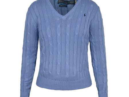 Ralph Lauren Polo Women s Cable-Knit V-Neck Jumper In New Litchfield Blue Online Hot Sale