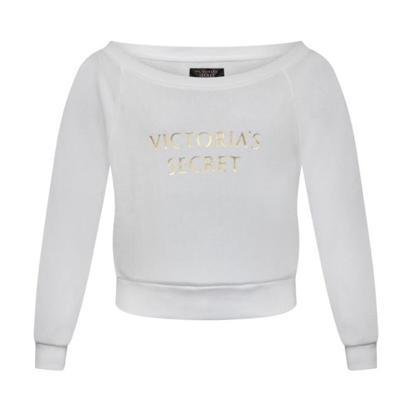 Victoria s Secret Off Shoulder White Sweatshirt Women s Online Sale