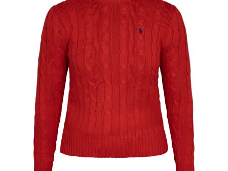 Ralph Lauren Polo Women s Cable Knit Cotton Crewneck Jumper Red Online now