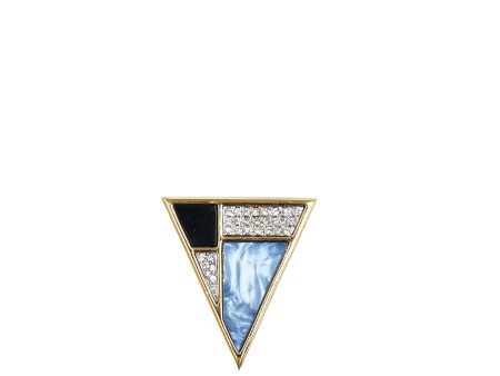 Yves Saint Laurent Gold Plated Triangle Rhinestones Brooch Supply