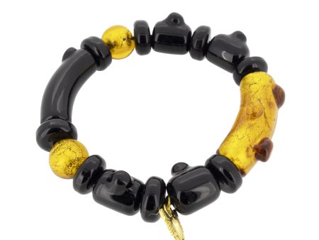 Antica Murrina Black & Gold Glass Kora Bracelet BR330A14 Fashion