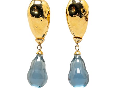 Yves Saint Laurent Gold Plated Resin Teardrop Clip On Earrings Supply