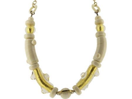 Antica Murrina Cream & Gold Glass Necklace CO422A02 Online Sale