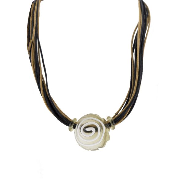 Antica Murrina White Swirl Glass Migion Necklace CO589A32 Online Hot Sale