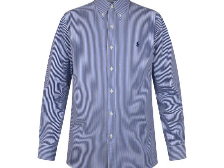 Ralph Lauren Polo Custom Fit Shirt Blue & White Striped Men s Hot on Sale