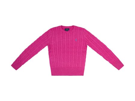 Ralph Lauren Polo Cable Knit Cotton Girls Jumper Pink Cheap