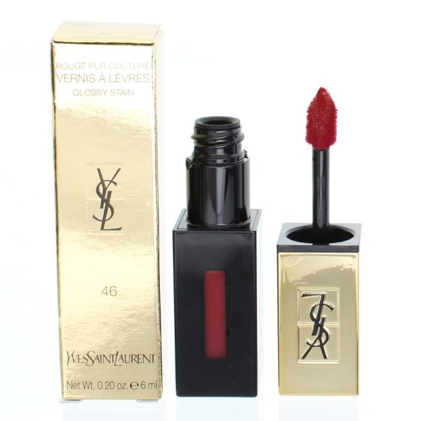 YSL Rouge Pur Couture Vernis A levres Glossy Stain Red 46 Rouge Fusain on Sale