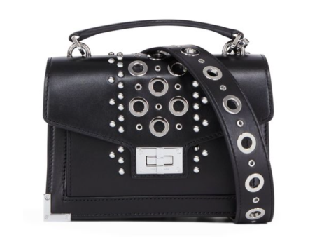 The Kooples Women s Black Leather Embellished Emily Shoulder Bag NWT Online now