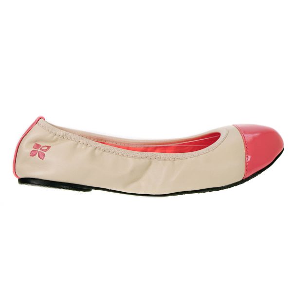 Butterfly Twists Fold Up Ballerina Shoes Nude & Coral For Sale