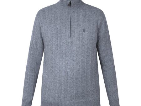 Ralph Lauren Polo Half Zip Cable Knit Jumper Grey Men s Online Sale