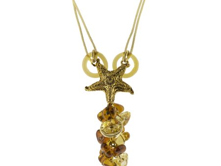 Antica Murrina Amber & Gold Glass Geena Starfish Necklace CO592A05 Online Hot Sale