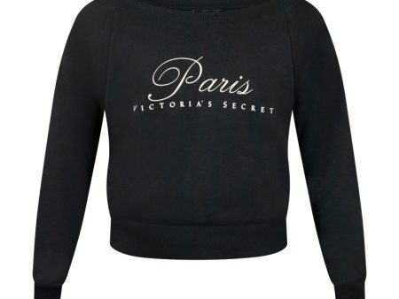 Victoria s Secret Off Shoulder  Paris  Black Sweatshirt Women s Online now