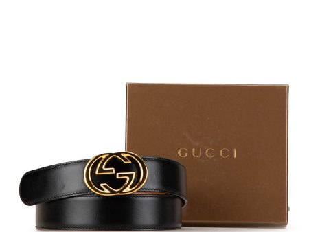 Gucci Interlocking GG Leather Belt Black 65 26 Sale