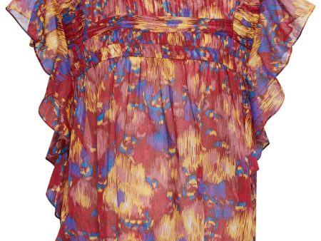 Isabel Marant Etoile Layona abstract-print blouse Sz 4 For Sale