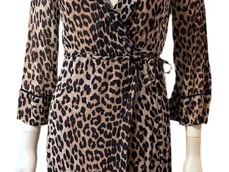 Ganni Leopard Wrap Dress Size 34 2 For Sale