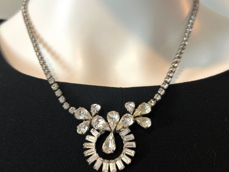 Sherman VINTAGE 1950S RHINESTONE NECKLACE (signed) CLEAR Online Hot Sale